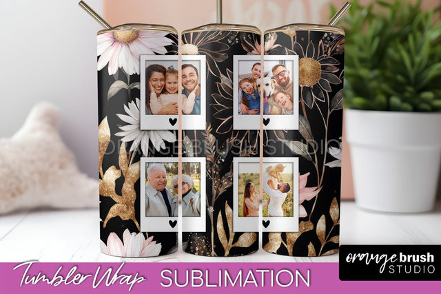 Photo Tumbler Wrap, Floral Picture Frame Tumbler Sublimation Sublimation OrangeBrushStudio 