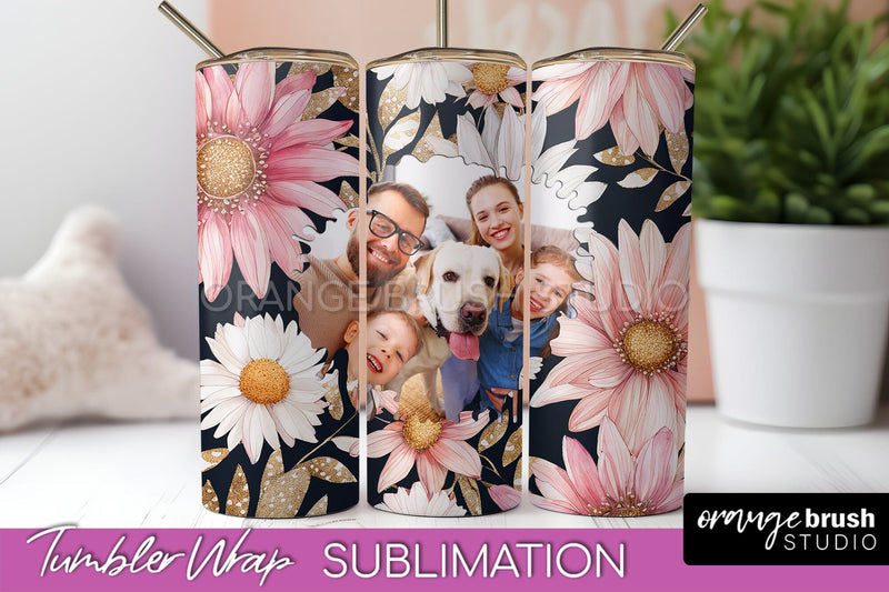 Photo Tumbler Wrap, Floral Picture Frame Tumbler Sublimation Sublimation OrangeBrushStudio 