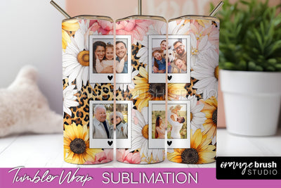 Photo Tumbler Wrap, Floral Picture Frame Tumbler Sublimation Sublimation OrangeBrushStudio 