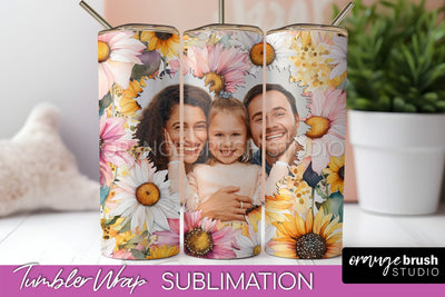 Photo Tumbler Wrap, Floral Picture Frame Tumbler Sublimation Sublimation OrangeBrushStudio 