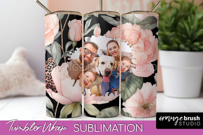 Photo Tumbler Wrap, Floral Picture Frame Tumbler Sublimation Sublimation OrangeBrushStudio 