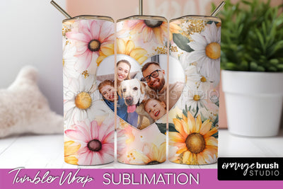 Photo Tumbler Wrap, Floral Picture Frame Tumbler Sublimation Sublimation OrangeBrushStudio 
