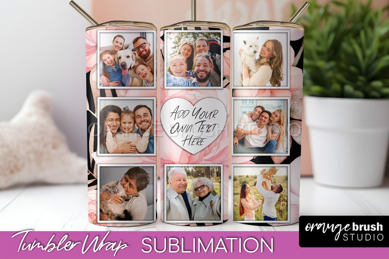 Photo Tumbler Wrap, Floral Picture Frame Tumbler Sublimation Sublimation OrangeBrushStudio 