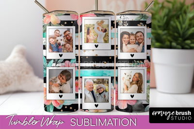 Photo Tumbler Wrap, Floral Picture Frame Tumbler Sublimation Sublimation OrangeBrushStudio 