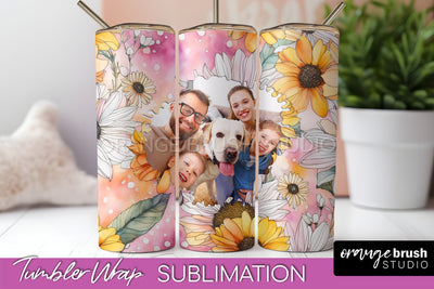 Photo Tumbler Wrap, Floral Picture Frame Tumbler Sublimation Sublimation OrangeBrushStudio 
