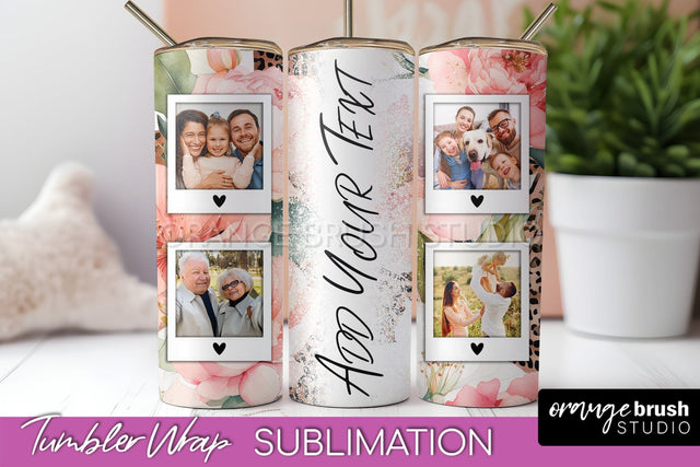Photo Tumbler Wrap, Floral Picture Frame Tumbler Sublimation Sublimation OrangeBrushStudio 
