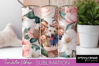 Photo Tumbler Wrap, Floral Picture Frame Tumbler Sublimation Sublimation OrangeBrushStudio 