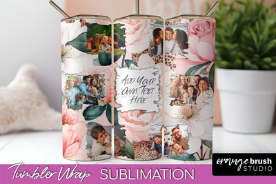 Photo Tumbler Wrap, Floral Picture Frame Tumbler Sublimation Sublimation OrangeBrushStudio 