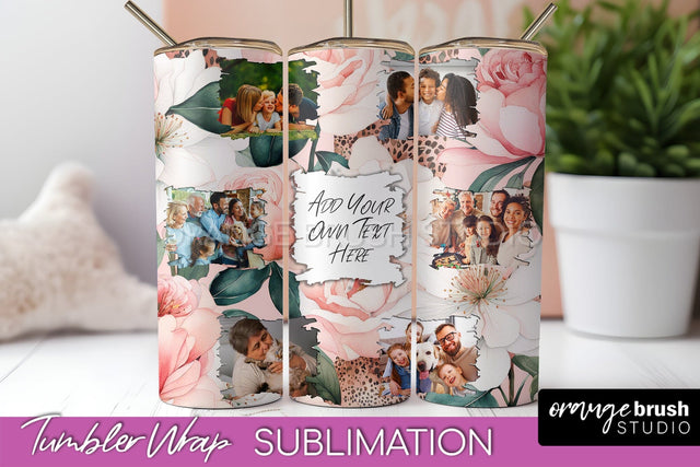 Photo Tumbler Wrap, Floral Picture Frame Tumbler Sublimation Sublimation OrangeBrushStudio 