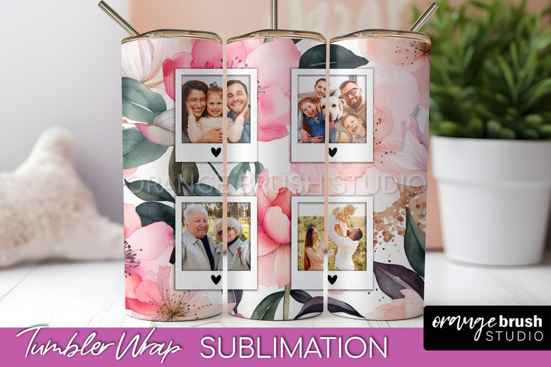 Photo Tumbler Wrap, Floral Picture Frame Tumbler Sublimation Sublimation OrangeBrushStudio 