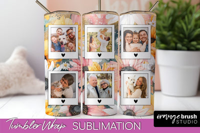 Photo Tumbler Wrap, Floral Picture Frame Tumbler Sublimation Sublimation OrangeBrushStudio 