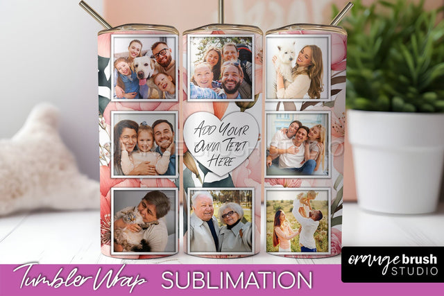 Photo Tumbler Wrap, Floral Picture Frame Tumbler Sublimation Sublimation OrangeBrushStudio 