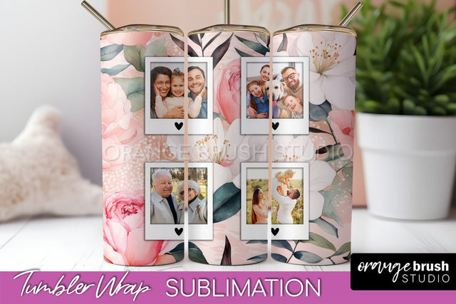 Photo Tumbler Wrap, Floral Picture Frame Tumbler Sublimation Sublimation OrangeBrushStudio 