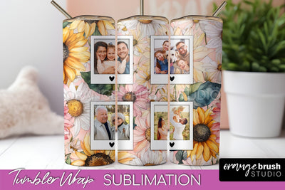 Photo Tumbler Wrap, Floral Picture Frame Tumbler Sublimation Sublimation OrangeBrushStudio 