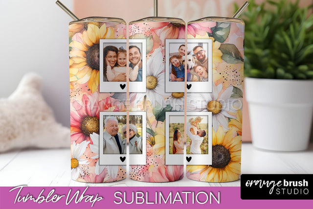 Photo Tumbler Wrap, Floral Picture Frame Tumbler Sublimation Sublimation OrangeBrushStudio 