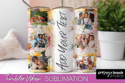 Photo Tumbler Wrap, Floral Picture Frame Tumbler Sublimation Sublimation OrangeBrushStudio 