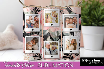 Photo Tumbler Wrap, Floral Picture Frame Tumbler Sublimation Sublimation OrangeBrushStudio 