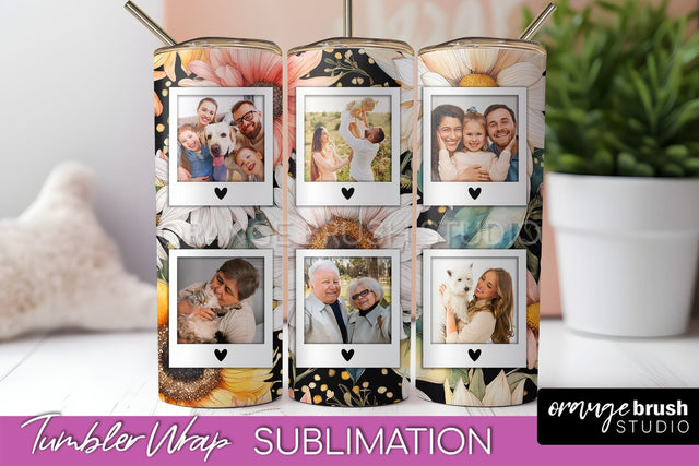 Photo Tumbler Wrap, Floral Picture Frame Tumbler Sublimation Sublimation OrangeBrushStudio 