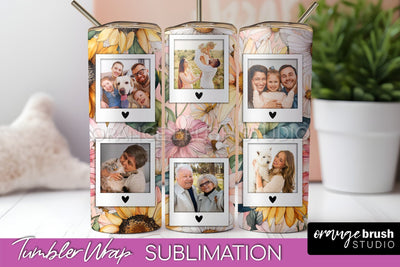 Photo Tumbler Wrap, Floral Picture Frame Tumbler Sublimation Sublimation OrangeBrushStudio 