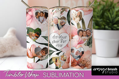Photo Tumbler Wrap, Floral Picture Frame Tumbler Sublimation Sublimation OrangeBrushStudio 