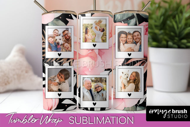 Photo Tumbler Wrap, Floral Picture Frame Tumbler Sublimation Sublimation OrangeBrushStudio 