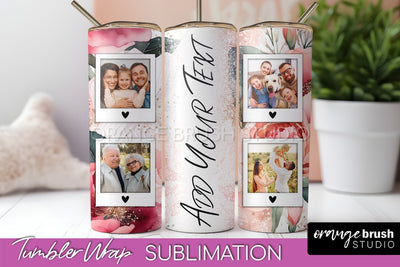 Photo Tumbler Wrap, Floral Picture Frame Tumbler Sublimation Sublimation OrangeBrushStudio 
