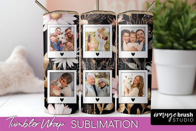 Photo Tumbler Wrap, Floral Picture Frame Tumbler Sublimation Sublimation OrangeBrushStudio 