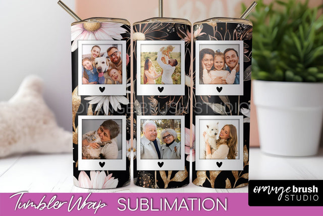 Photo Tumbler Wrap, Floral Picture Frame Tumbler Sublimation Sublimation OrangeBrushStudio 
