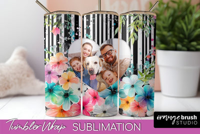 Photo Tumbler Wrap, Floral Picture Frame Tumbler Sublimation Sublimation OrangeBrushStudio 