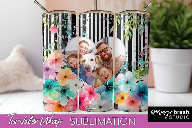 Photo Tumbler Wrap, Floral Picture Frame Tumbler Sublimation Sublimation OrangeBrushStudio 
