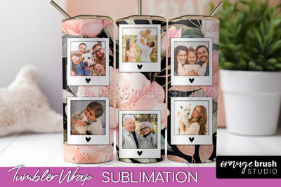 Photo Tumbler Wrap, Floral Picture Frame Tumbler Sublimation Sublimation OrangeBrushStudio 