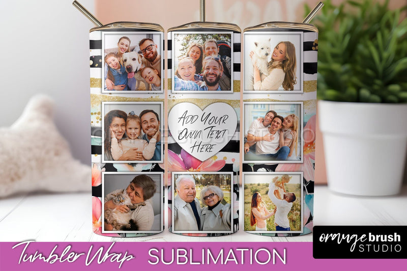 Photo Tumbler Wrap, Floral Picture Frame Tumbler Sublimation Sublimation OrangeBrushStudio 
