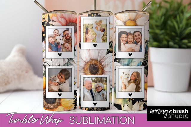 Photo Tumbler Wrap, Floral Picture Frame Tumbler Sublimation Sublimation OrangeBrushStudio 