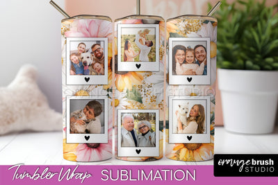 Photo Tumbler Wrap, Floral Picture Frame Tumbler Sublimation Sublimation OrangeBrushStudio 
