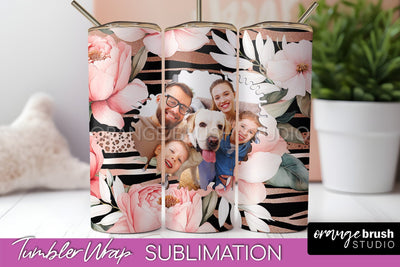 Photo Tumbler Wrap, Floral Picture Frame Tumbler Sublimation Sublimation OrangeBrushStudio 