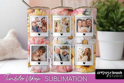 Photo Tumbler Wrap, Floral Picture Frame Tumbler Sublimation Sublimation OrangeBrushStudio 