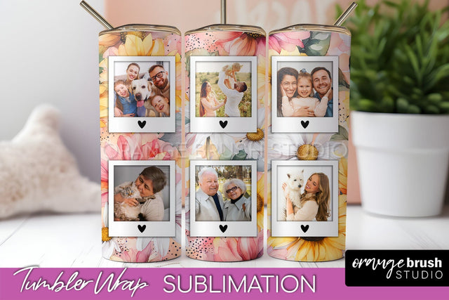Photo Tumbler Wrap, Floral Picture Frame Tumbler Sublimation Sublimation OrangeBrushStudio 