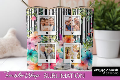 Photo Tumbler Wrap, Floral Picture Frame Tumbler Sublimation Sublimation OrangeBrushStudio 