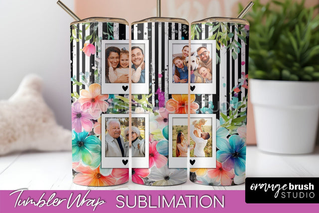Photo Tumbler Wrap, Floral Picture Frame Tumbler Sublimation Sublimation OrangeBrushStudio 