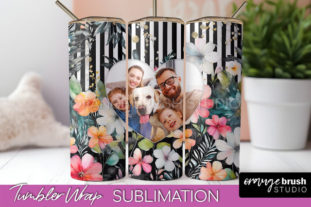 Photo Tumbler Wrap, Floral Picture Frame Tumbler Sublimation Sublimation OrangeBrushStudio 