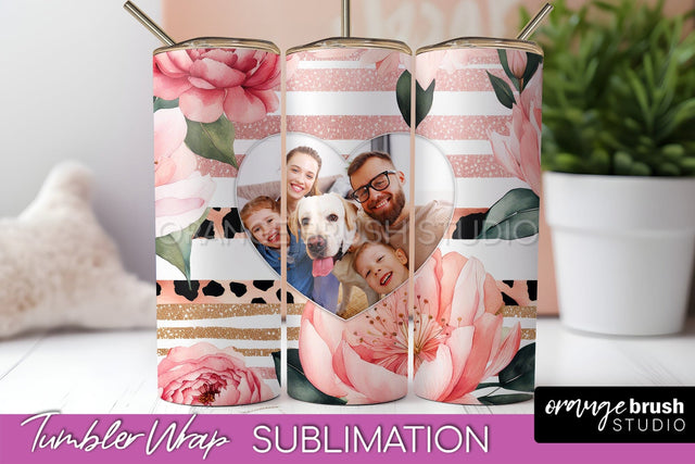 Photo Tumbler Wrap, Floral Picture Frame Tumbler Sublimation Sublimation OrangeBrushStudio 