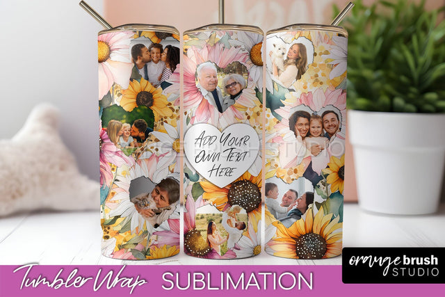 Photo Tumbler Wrap, Floral Picture Frame Tumbler Sublimation Sublimation OrangeBrushStudio 