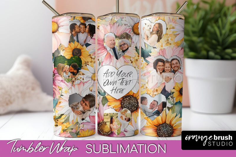 Photo Tumbler Wrap, Floral Picture Frame Tumbler Sublimation Sublimation OrangeBrushStudio 