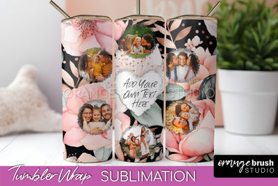 Photo Tumbler Wrap, Floral Picture Frame Tumbler Sublimation Sublimation OrangeBrushStudio 