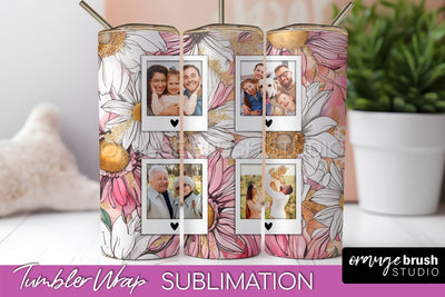 Photo Tumbler Wrap, Floral Picture Frame Tumbler Sublimation Sublimation OrangeBrushStudio 