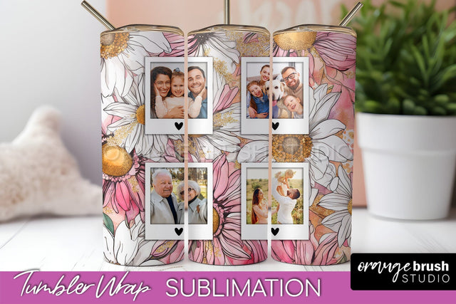 Photo Tumbler Wrap, Floral Picture Frame Tumbler Sublimation Sublimation OrangeBrushStudio 