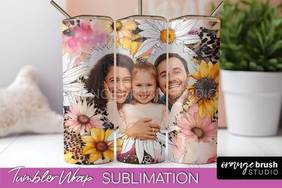 Photo Tumbler Wrap, Floral Picture Frame Tumbler Sublimation Sublimation OrangeBrushStudio 