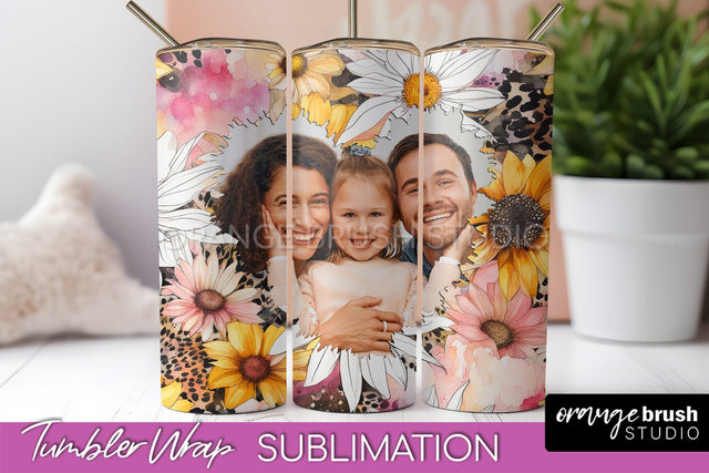 Photo Tumbler Wrap, Floral Picture Frame Tumbler Sublimation Sublimation OrangeBrushStudio 