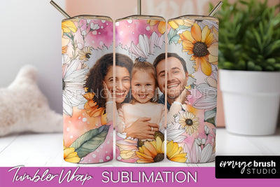 Photo Tumbler Wrap, Floral Picture Frame Tumbler Sublimation Sublimation OrangeBrushStudio 