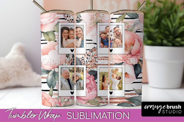 Photo Tumbler Wrap, Floral Picture Frame Tumbler Sublimation Sublimation OrangeBrushStudio 